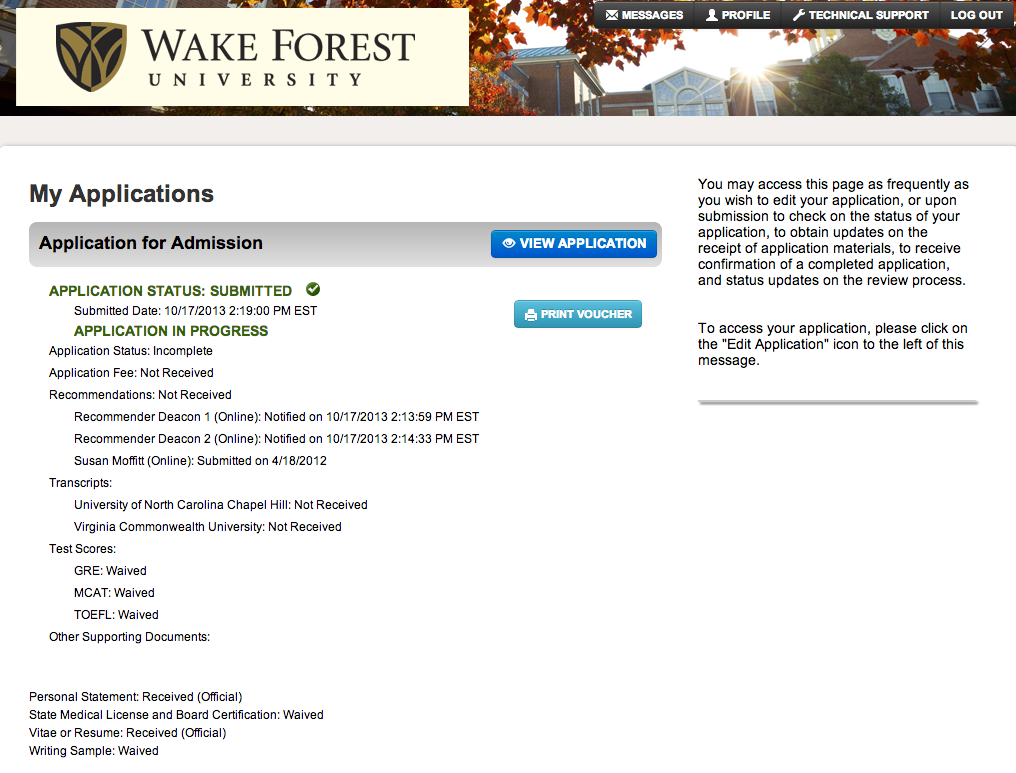 Wake forest application essay