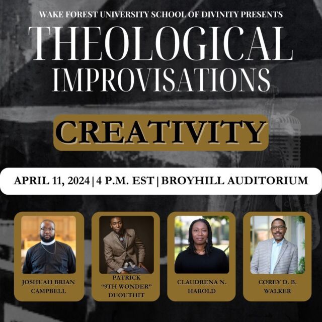 This event promises to be a true highlight of the academic year!  Join us for Theological Improvisations - an experiment in creative collaboration & thinking in community.

🗓️: April 11-12, 2024 

Each conversation will be live-streamed (on Facebook) for those unable to attend.